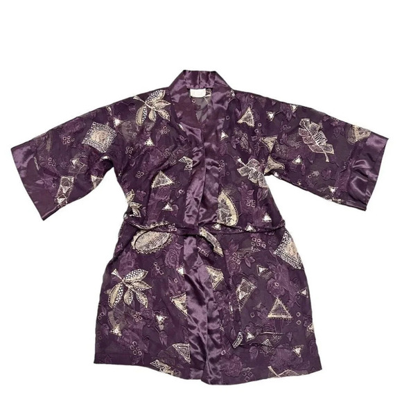 VTG Lingerie Robe Camisole Set Purple Tahitian Goddess USA California Dynasty - Picture 4 of 15